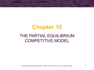 1
Chapter 10
THE PARTIAL EQUILIBRIUM
COMPETITIVE MODEL
Copyright ©2005 by South-Western, a division of Thomson Learning. All rights reserved.
 