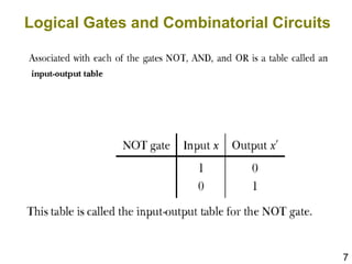 7
Logical Gates and Combinatorial Circuits
 