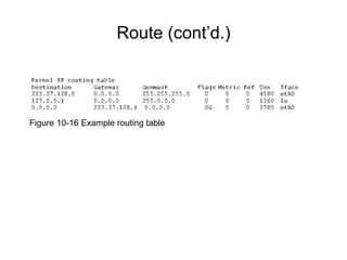 Route (cont’d.)
Figure 10-16 Example routing table
 