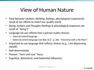 Total Behaviour Different Counseling theories textbook summary chapter 10 | PPTX