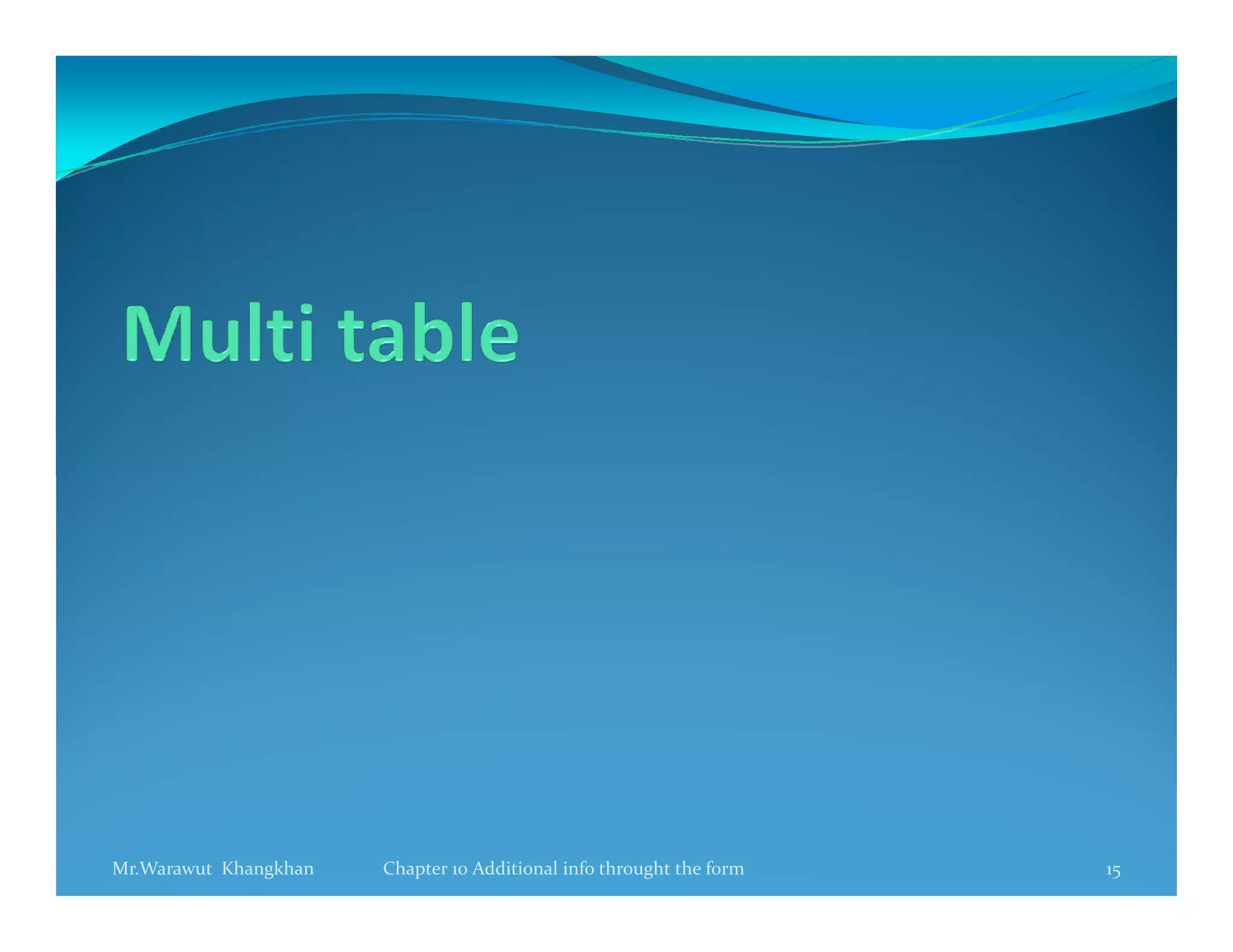 Mr.Warawut Khangkhan   Chapter 10 Additional info throught the form   15
 