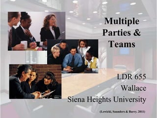 Multiple
          Parties &
           Teams


               LDR 655
                Wallace
Siena Heights University
         (Lewicki, Saunders & Barry. 2011)
 