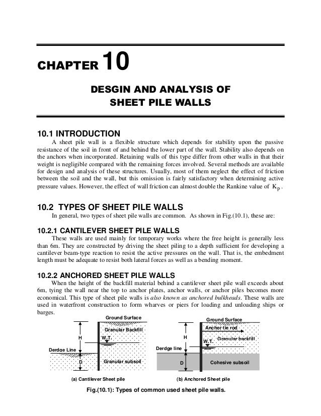Sheet Pile Size Chart