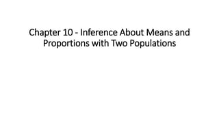 Chapter 10 - Inference About Means and
Proportions with Two Populations
 