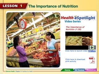 The Importance of 
Nutrition (1:38) 
Click here to launch video 
Click here to download 
print activity 
 
