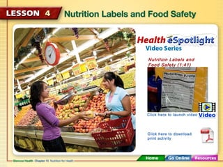 Nutrition Labels and 
Food Safety (1:41) 
Click here to launch video 
Click here to download 
print activity 
 