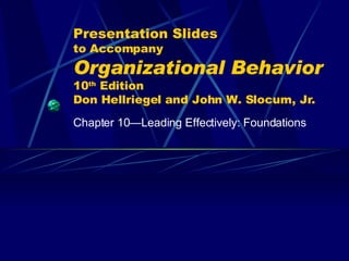 Presentation Slides to Accompany Organizational Behavior   10 th  Edition Don Hellriegel and John W. Slocum, Jr. Chapter 10 —Leading Effectively: Foundations 