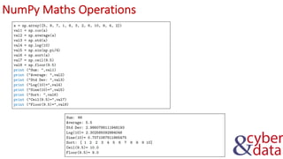 NumPy Maths Operations
 