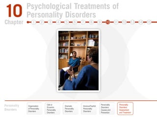 Odd or EccentricPersonality DisordersPersonalityDisorders:Causes andPreventionPersonalityDisorders:Assessmentand TreatmentOrganization of Personality DisordersDramatic Personality DisordersAnxious/FearfulPersonalityDisorders