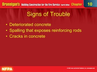 Signs of Trouble Deteriorated concrete Spalling that exposes reinforcing rods Cracks in concrete  10 