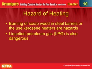 Hazard of Heating Burning of scrap wood in steel barrels or the use kerosene heaters are hazards Liquefied petroleum gas (LPG) is also dangerous 10 