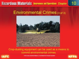 10

   Environmental Crimes (3 of 3)




Crop-dusting equipment can be used as a means to
          commit environmental crimes.
 