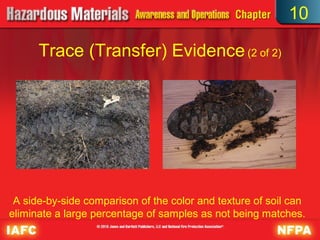 10

      Trace (Transfer) Evidence (2 of 2)




 A side-by-side comparison of the color and texture of soil can
eliminate a large percentage of samples as not being matches.
 