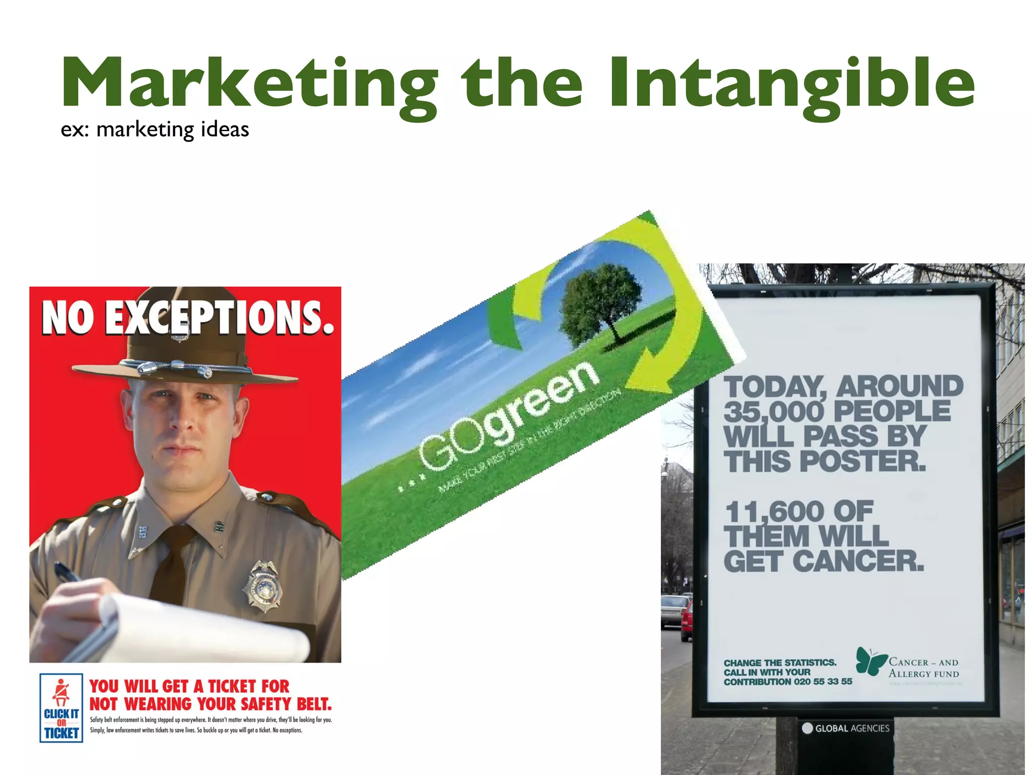 Marketing the Intangible ex: marketing ideas 