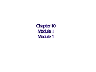 Chapter 10 Module 1 Module 1 