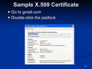Sample X.509 Certificate Go to gmail.com Double-click the padlock 