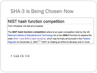 SHA-3 is Being Chosen Now Link Ch 11d 
