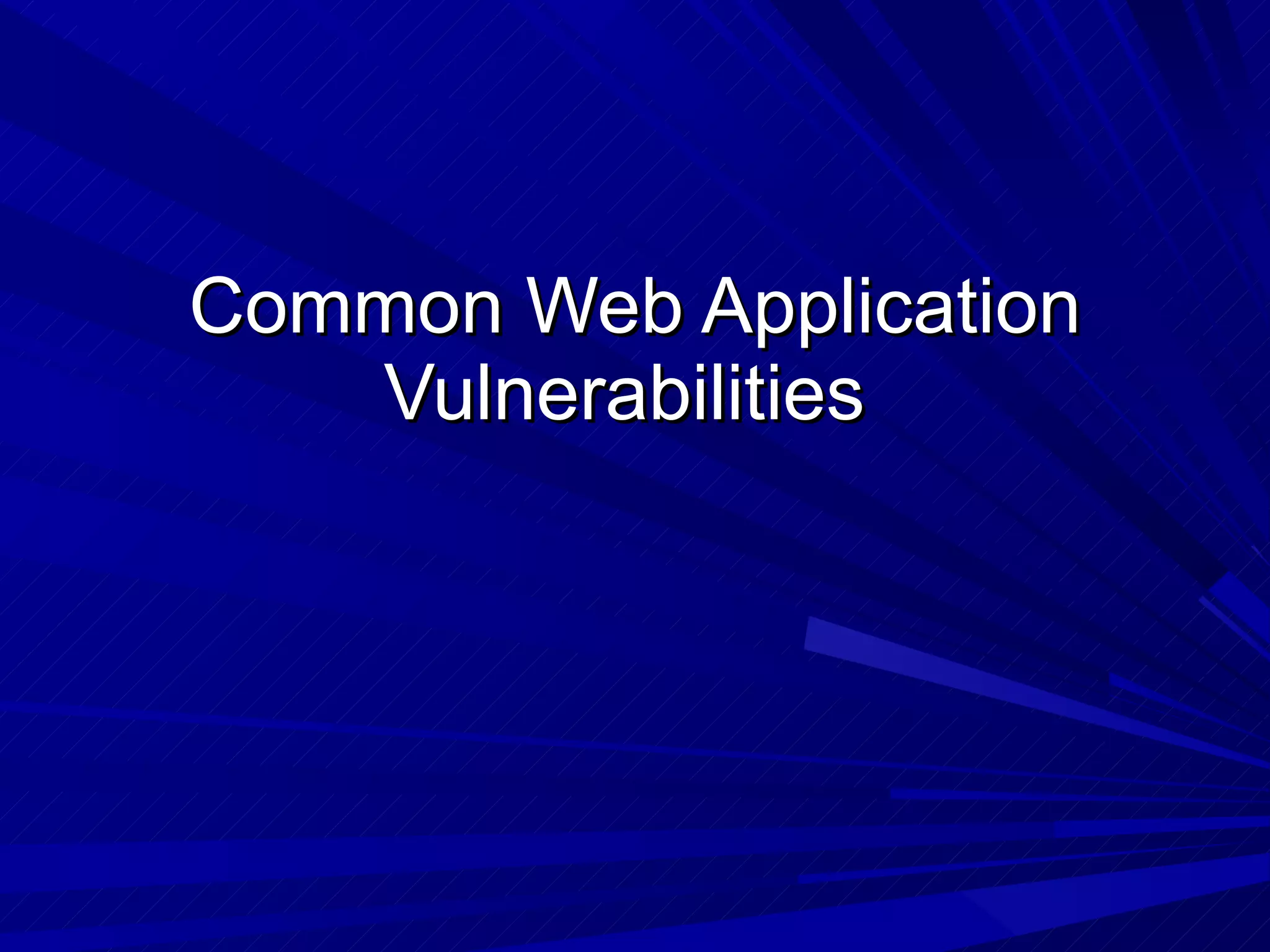 Common Web Application Vulnerabilities  