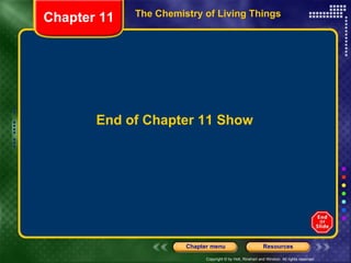 End of Chapter 11 Show The Chemistry of Living Things  Chapter 11 