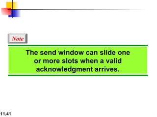 The send window can slide one or more slots when a valid acknowledgment arrives. Note 