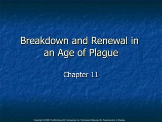 Breakdown and Renewal in
     an Age of Plague

                                 Chapter 11




  Copyright © 2006 The McGraw-Hill Companies Inc. Permission Required for Reproduction or Display.
 