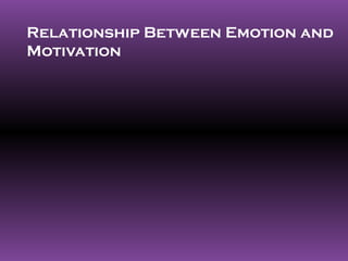 Relationship Between Emotion and
Motivation
 