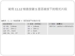 範例 11.12 檢查按鍵 5 是否被按下的程式片段
 