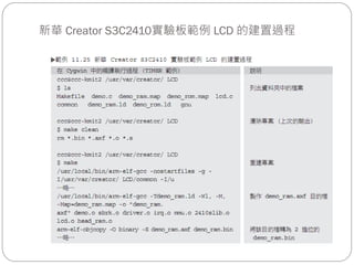 新華 Creator S3C2410實驗板範例 LCD 的建置過程
 