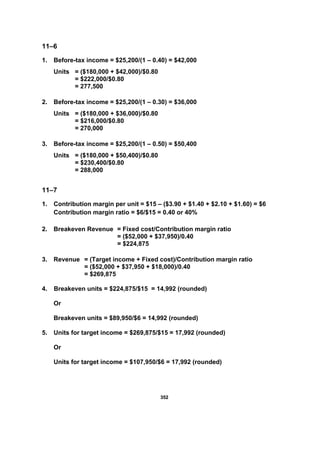 Chapter 11 Cost Volume Profit Analysis A Managerial Planning Tool