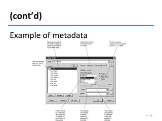 (cont’d)
© Copyright 2011 John Wiley & Sons, Inc. 11-28
Example of metadata
 