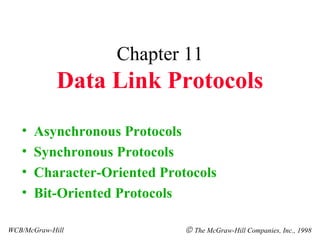 Chapter 11 Data Link Protocols ,[object Object],[object Object],[object Object],[object Object],WCB/McGraw-Hill    The McGraw-Hill Companies, Inc., 1998 