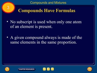 Compound Formula Subscript Ch 11: 2&3 Elements, Compounds, and Mixtures | PPT