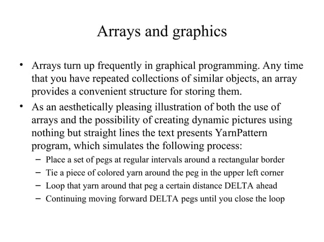 Arrays in java programming language slides | PPT