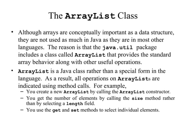 Arrays in java programming language slides | PPT