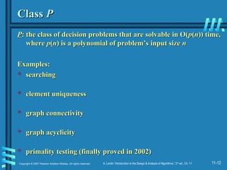 Class P Problem With Example ch11.pptalgorithmalgorithmalgorithmalgorithm | PPT