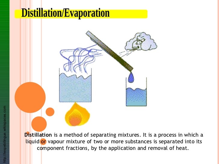 separating evaporation examples of through mixtures mixtures of a it distillation is is a method separating