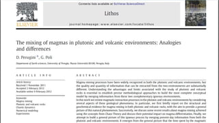 Open system Differentiation:Open system Differentiation:
Magma MixingMagma Mixing
2. More general process may be associated with the
crystallization on the walls of certain shallow type of
intrusions.
1. If the flow of the rising layer is turbulent, it may entrain magma
of the interior and, by mixing with the undifferentiated liquid,
produce a range of intermediate compositions.
2. This process, unlike the previous one, does not involve 2
independently derived magmas, but rather back-mixing of a
derivative liquid with its parent.
 