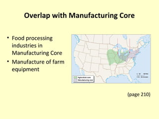 Overlap with Manufacturing Core
• Food processing
industries in
Manufacturing Core
• Manufacture of farm
equipment
(page 210)
 