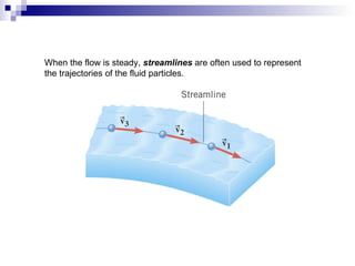 When the flow is steady,  streamlines  are often used to represent the trajectories of the fluid particles. 