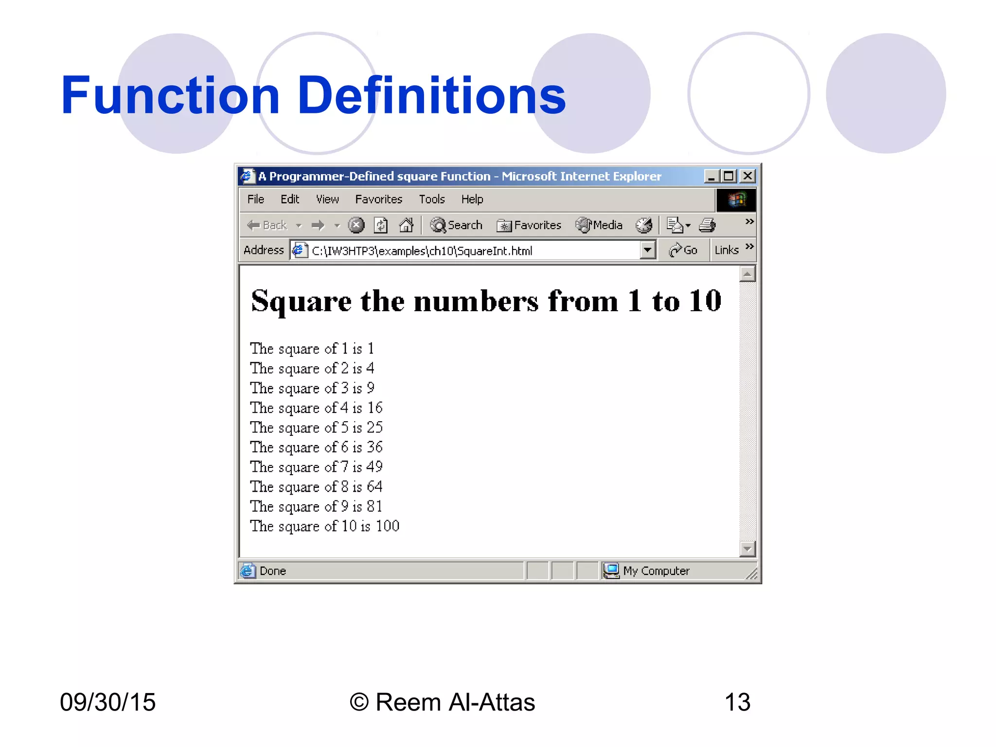 09/30/15 © Reem Al-Attas 13
Function Definitions
 