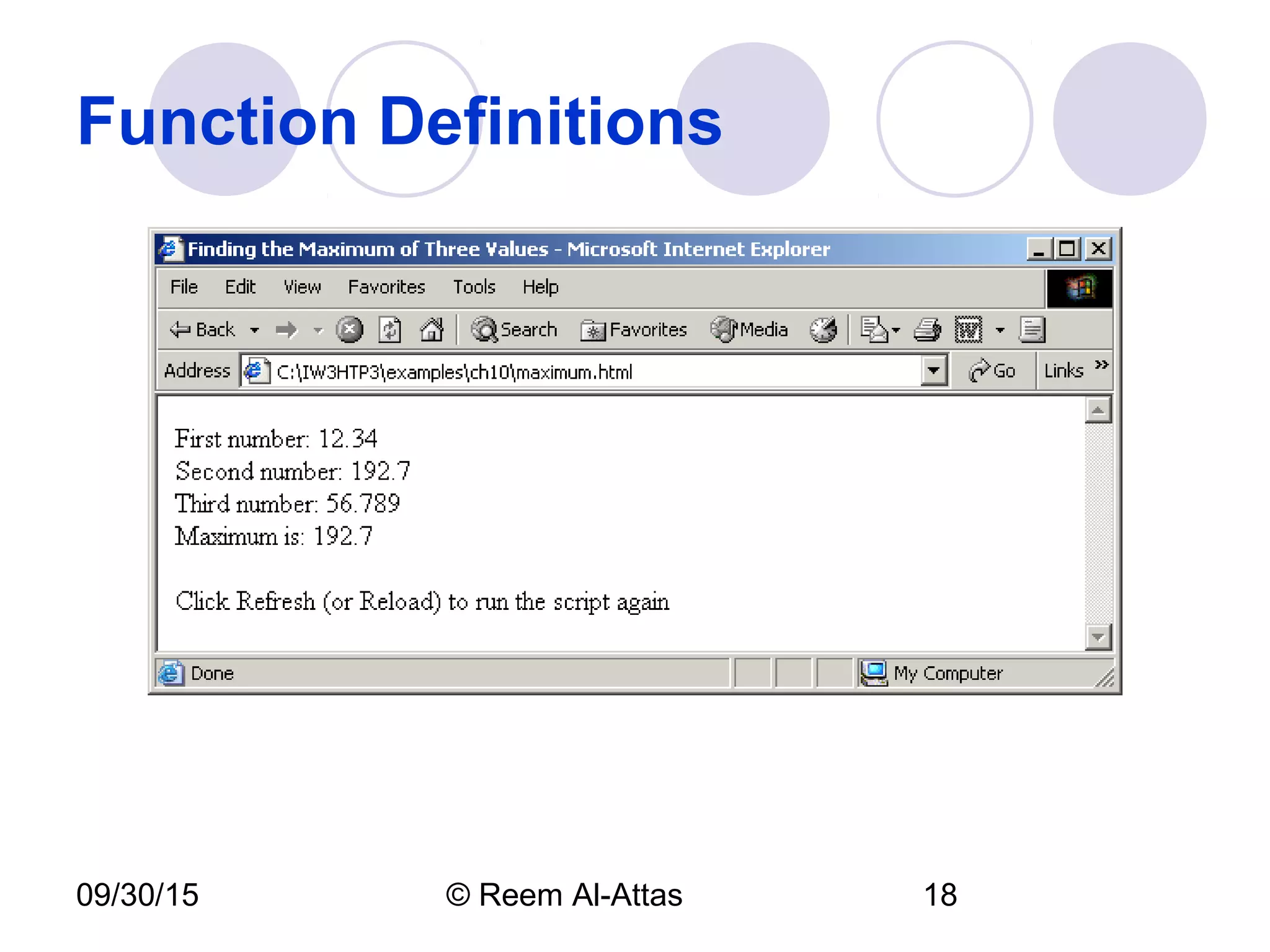 09/30/15 © Reem Al-Attas 18
Function Definitions
 
