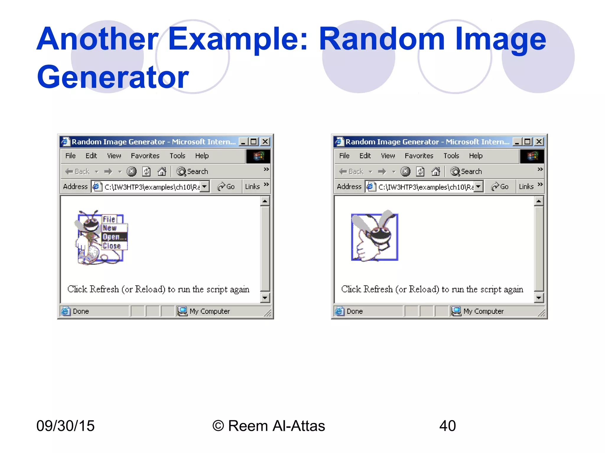 09/30/15 © Reem Al-Attas 40
Another Example: Random Image
Generator
 