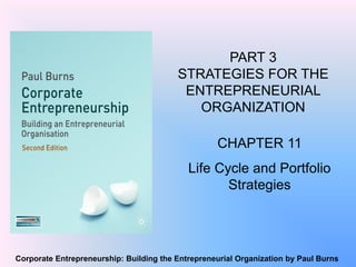 Corporate Entrepreneurship: Building the Entrepreneurial Organization by Paul Burns
PART 3
STRATEGIES FOR THE
ENTREPRENEURIAL
ORGANIZATION
CHAPTER 11
Life Cycle and Portfolio
Strategies
 