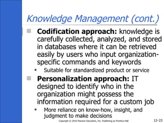 Knowledge Management Codify Ch12 - Organisation theory design and change gareth jones | PPT