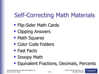 Self-Correcting Math Materials Flip-Sider Math Cards Clipping Answers Math Squares Color Code Folders Fast Facts Snoopy Math Equivalent Fractions, Decimals, Percents 