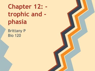 Chapter 12: trophic and phasia
Brittany P
Bio 120

 