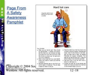 Copyright © 2004 South-
Western. All rights reserved. 12–18
Page From
A Safety
Awareness
Pamphlet
HRM 3
Source: Used by permission of the
National Safety Council, Itasca, Illinois.
 