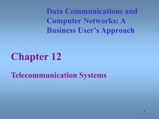 1
Chapter 12
Telecommunication Systems
Data Communications and
Computer Networks: A
Business User’s Approach
 
