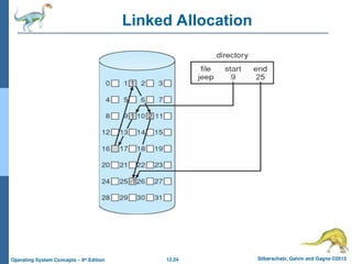 12.24 Silberschatz, Galvin and Gagne ©2013
Operating System Concepts – 9th
Edition
Linked Allocation
 