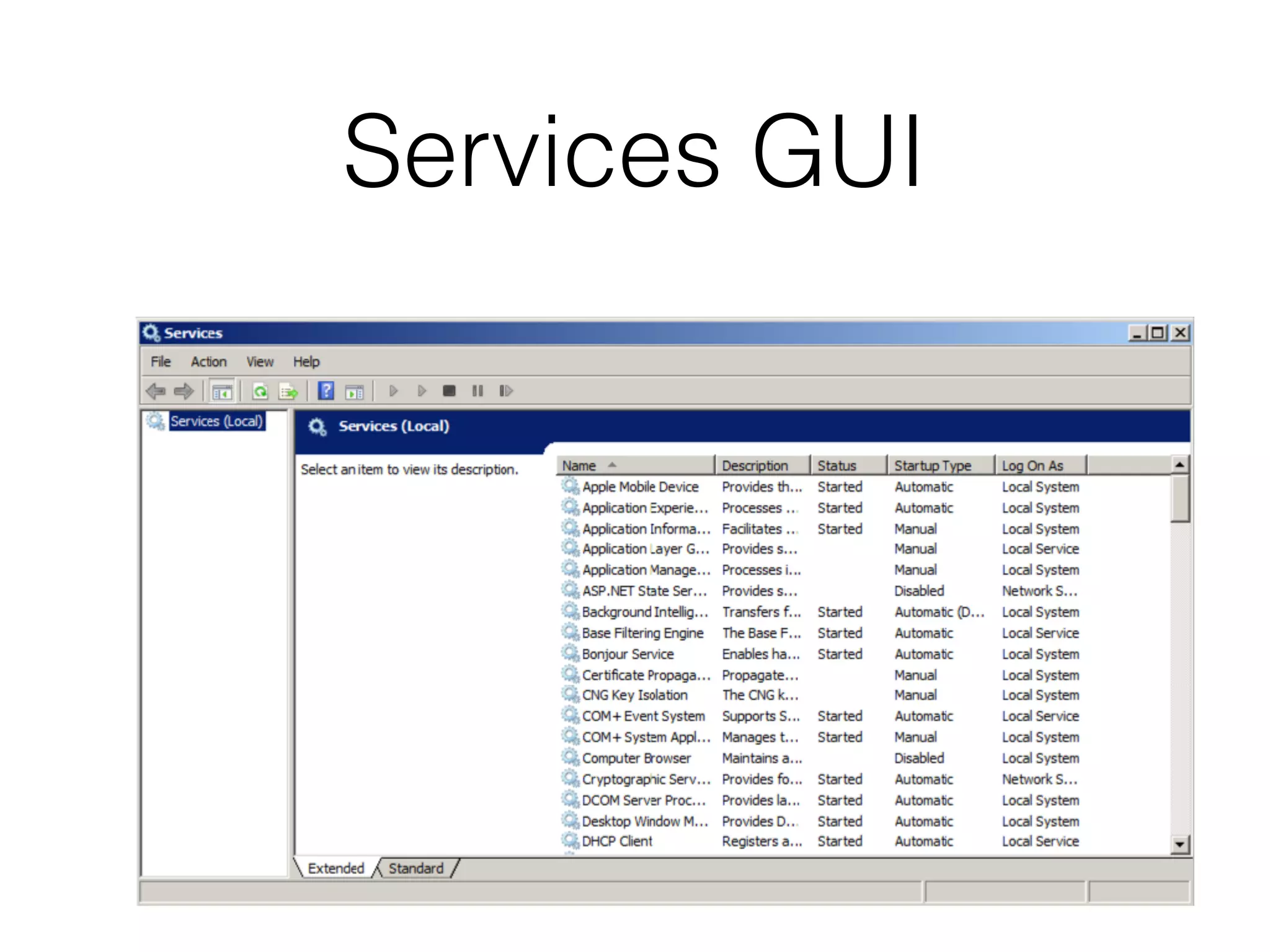Services GUI
 
